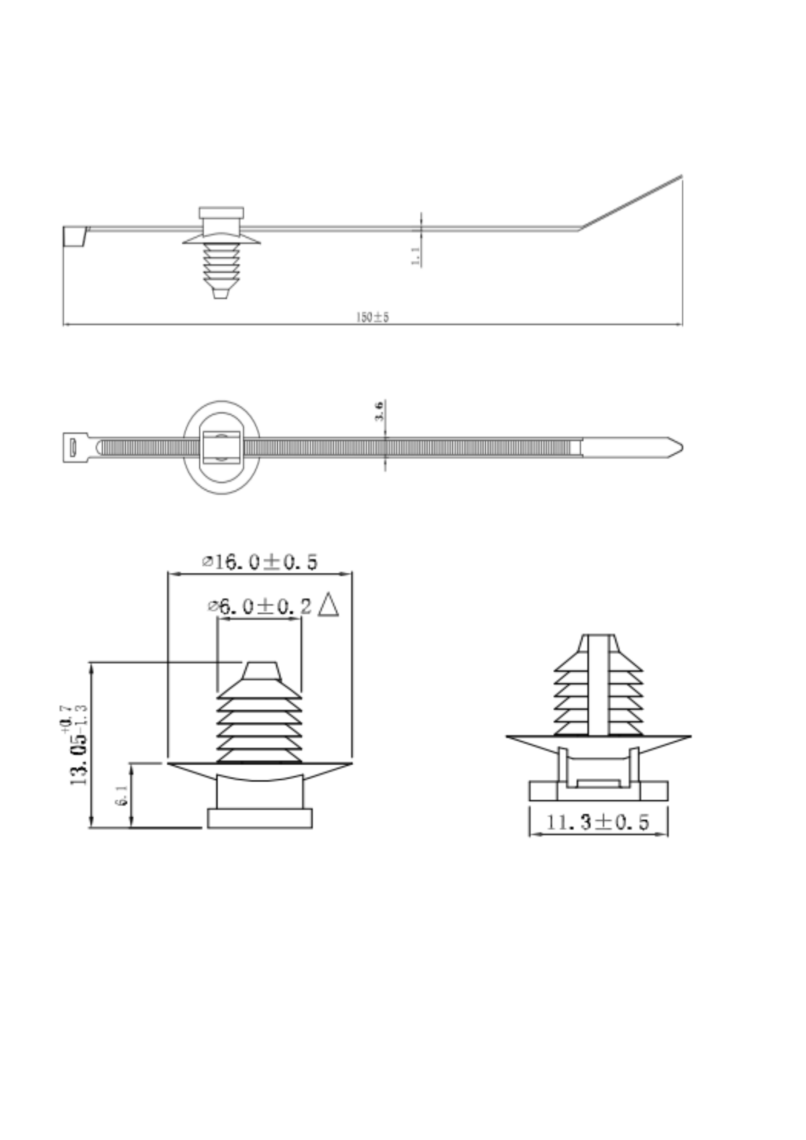 汽车线束扎带PA型产品规格书